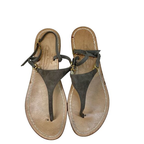 Moda Positano L'Originale Suede Thong T Post Sandals 10 / 10.5 Brown - Picture 1 of 6